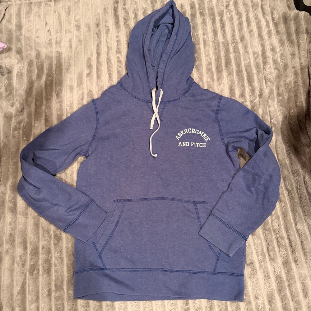Abercrombie & Fitch Blue Heather Logo Pullover Hoodie Sweatshirt - Size XS